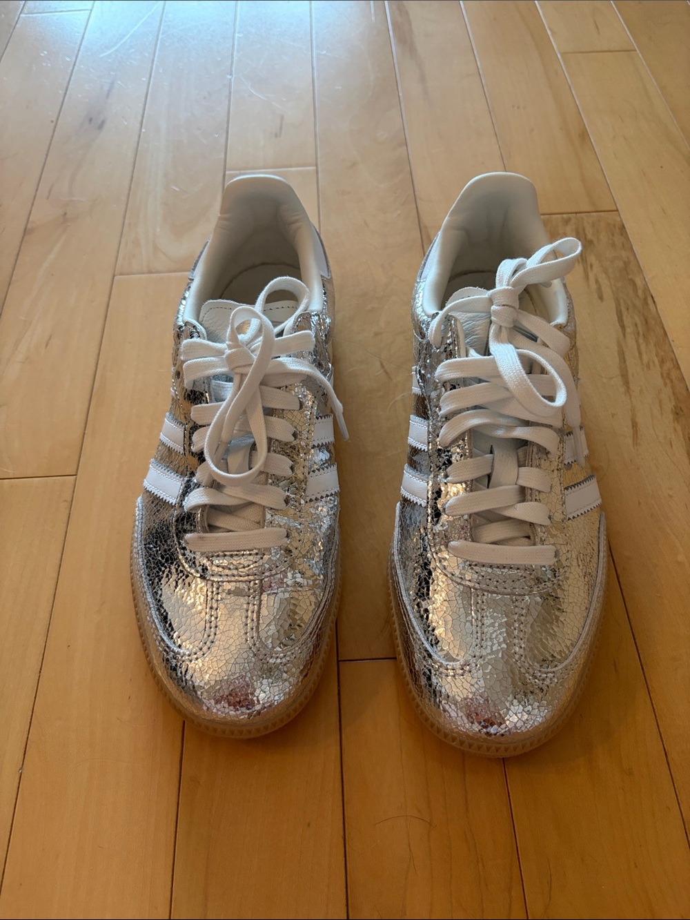 Adidas Sambas OG Shoes - Silver Metallic / Cloud White / Core White, size 7.5 - Picture 2 of 10